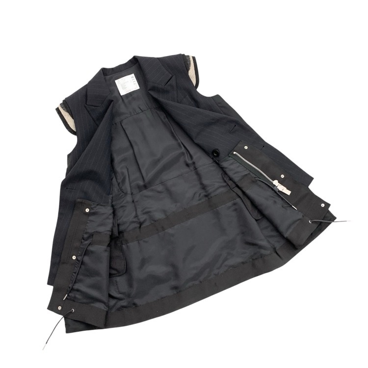 未使用品 2024SS sacai サカイ Chalk Stripe Vest チョークストライプベスト ジレ グレー 2 24-07118