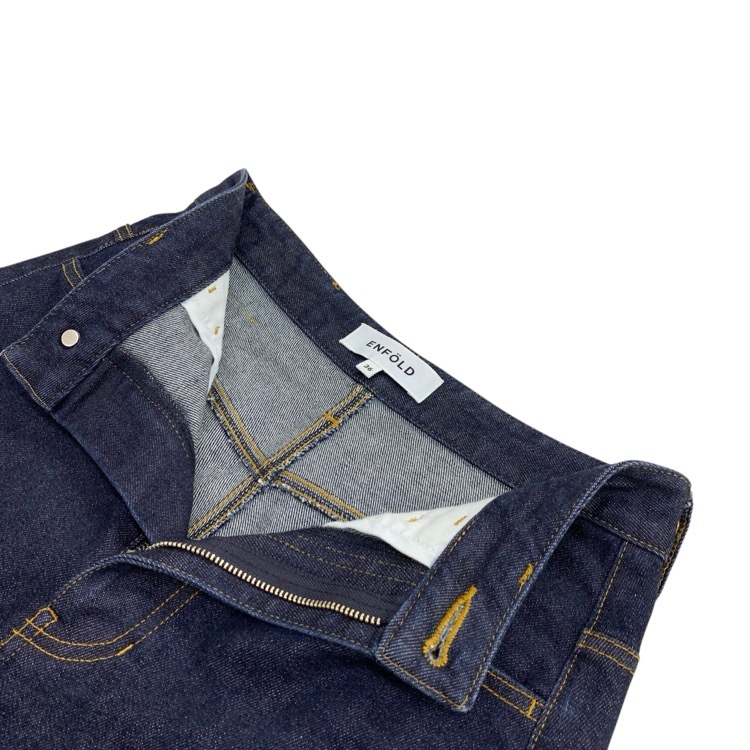 ENFOLD エンフォルド ワイドデニム パンツ ダークブルー 36 300BS631-0530