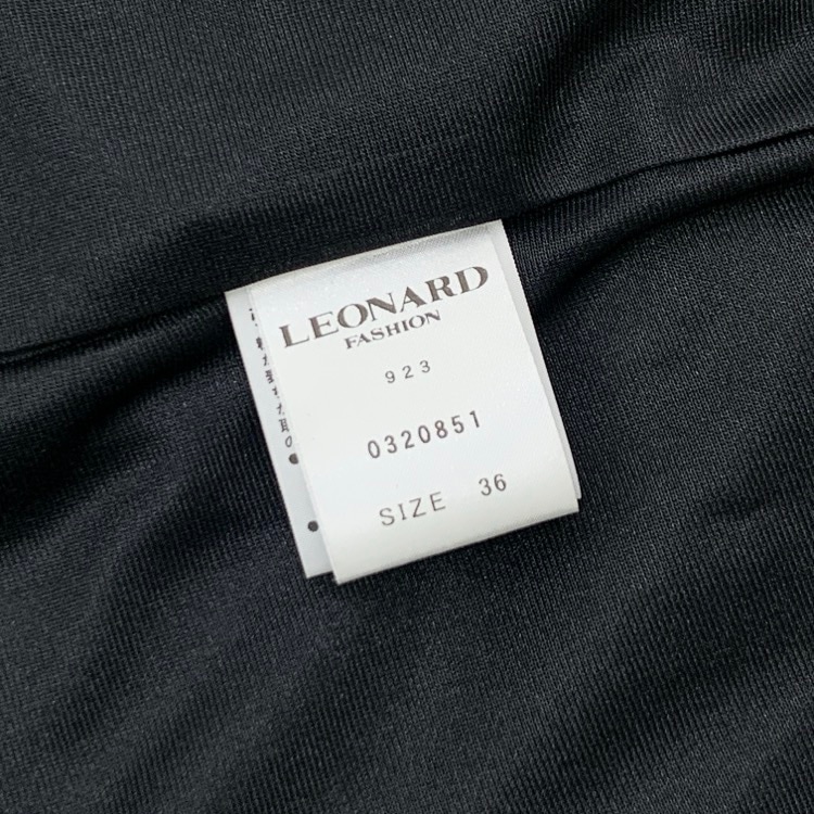 LEONARD レオナール ツイード パネルプリント ワンピース ラメ入り ブラック ピンク 36 0320851