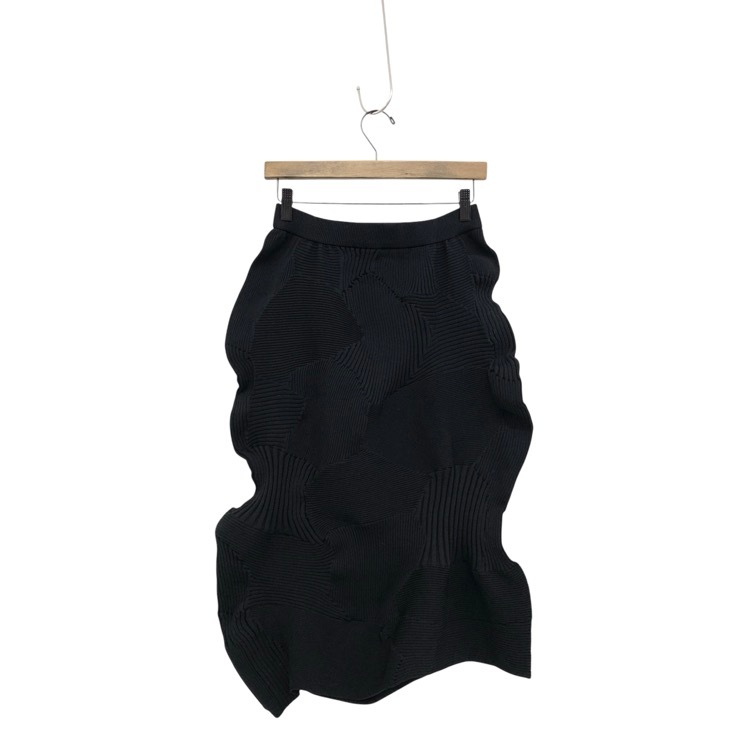 2025AW ISSEY MIYAKE イッセイミヤケ KONE KONE Skirt 変形ニットスカート ブラック 2 IM53KG260