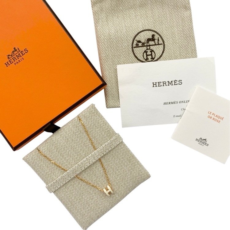 HERMES エルメス ミニ・ポップH ペンダント ネックレス ホワイト