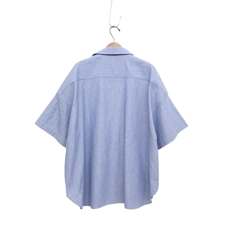 HYKE ハイク CHAMBRAY SHORT-SLV MILITARY SHIRT シャンブレー ミリタリー シャツ ブルー 1 201-15106