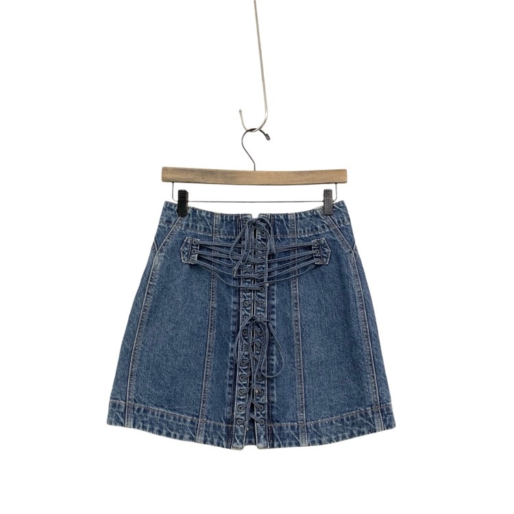 Chika Kisada チカキサダ レイヤードバックリボンデニムスカート ブルー 2 CS-25100