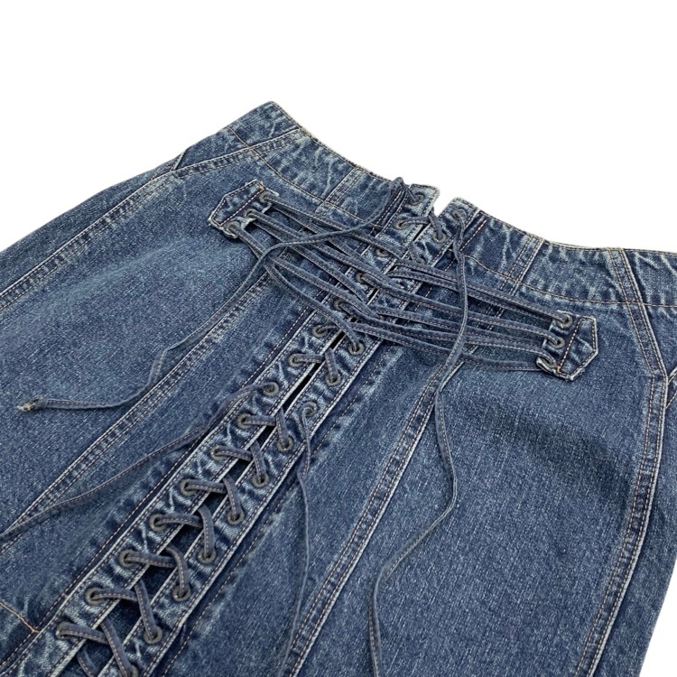 Chika Kisada チカキサダ レイヤードバックリボンデニムスカート ブルー 2 CS-25100