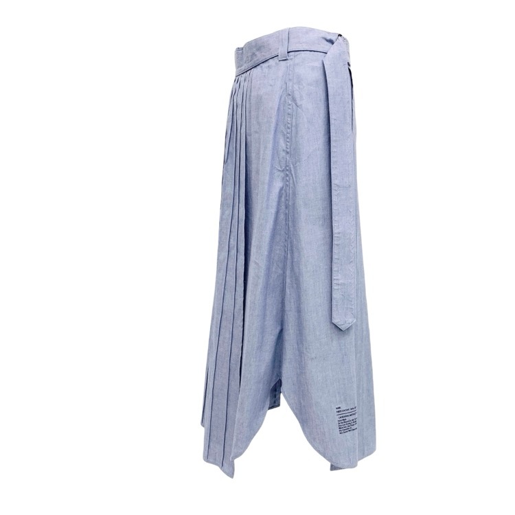 HYKE ハイク CHAMBRAY PLEATED SKIRT シャンブレー プリーツ スカート ブルー 1 201-14092