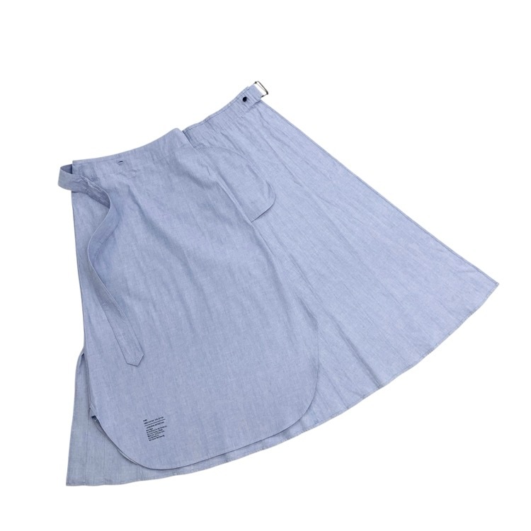 HYKE ハイク CHAMBRAY PLEATED SKIRT シャンブレー プリーツ スカート ブルー 1 201-14092