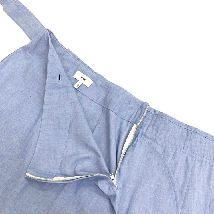 HYKE ハイク CHAMBRAY PLEATED SKIRT シャンブレー プリーツ スカート ブルー 1 201-14092