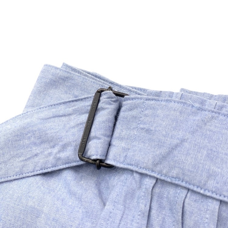 HYKE ハイク CHAMBRAY PLEATED SKIRT シャンブレー プリーツ スカート ブルー 1 201-14092
