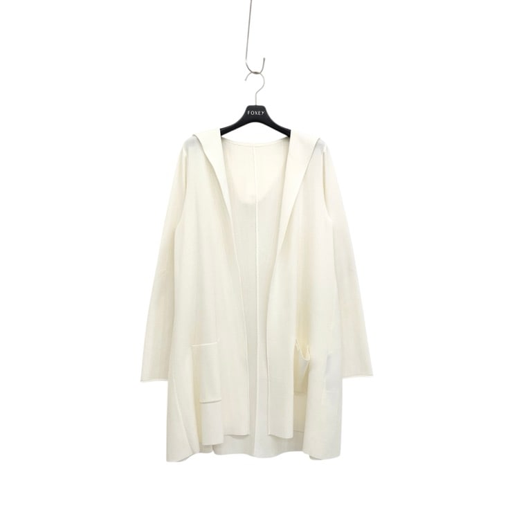FOXEY フォクシー フーディ カーディガン ホワイト 42 38822-KSJ0A21MY
