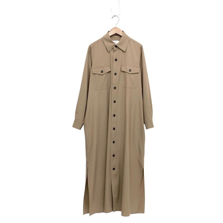 HYKE ハイク TROPICAL SHIRT DRESS SUPER 140 シャツドレス ワンピース ベージュ 1 16226