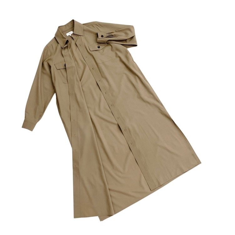 HYKE ハイク TROPICAL SHIRT DRESS SUPER 140 シャツドレス ワンピース ベージュ 1 16226