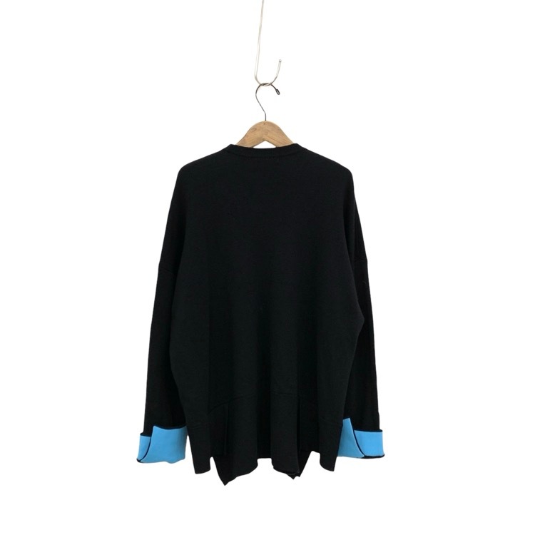 ENFOLD エンフォルド SLIT-RIB PULLOVER スリットリブプルオーバーニット バイカラー ブラック 38 300GA270-1810