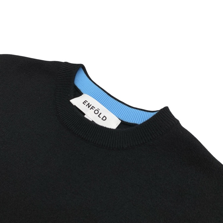 ENFOLD エンフォルド SLIT-RIB PULLOVER スリットリブプルオーバーニット バイカラー ブラック 38 300GA270-1810