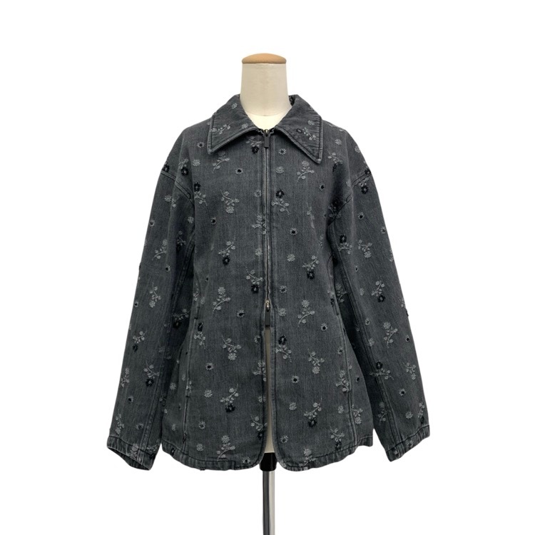 Mame Kurogouchi マメクロゴウチ Floral Jacquard Denim Jacket カットジャガード デニムジャケット グレー 2 MM26SS-JK079