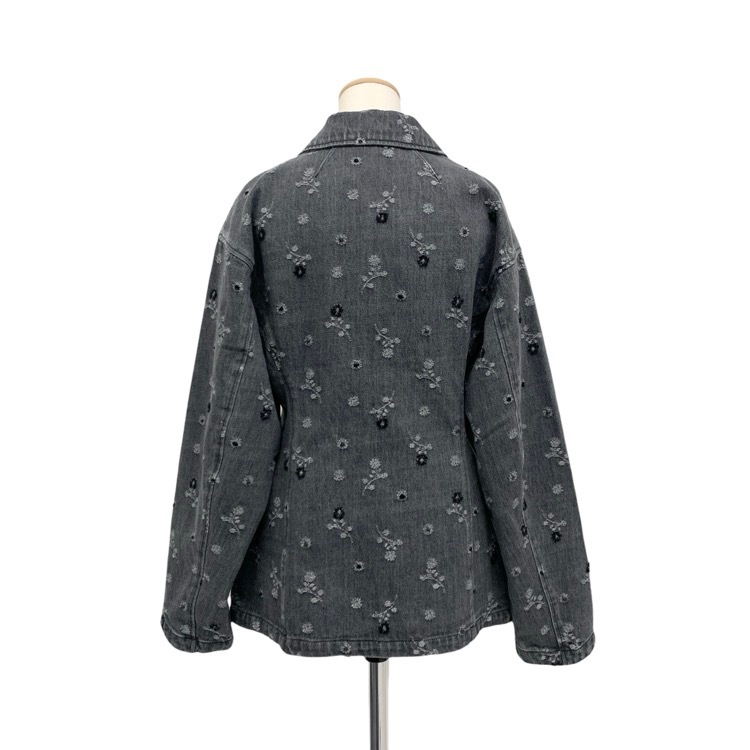 Mame Kurogouchi マメクロゴウチ Floral Jacquard Denim Jacket カットジャガード デニムジャケット グレー 2 MM26SS-JK079