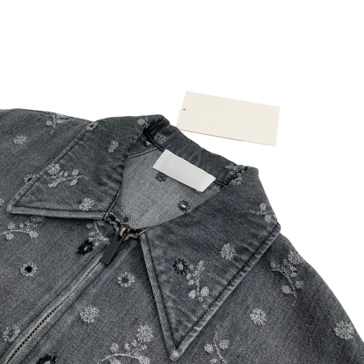 Mame Kurogouchi マメクロゴウチ Floral Jacquard Denim Jacket カットジャガード デニムジャケット グレー 2 MM26SS-JK079