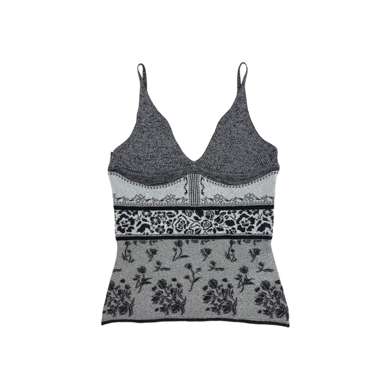 Mame Kurogouchi マメクロゴウチ Floral Jacquard Knit Camisole Top ブラック 2 MM26SS-KN083
