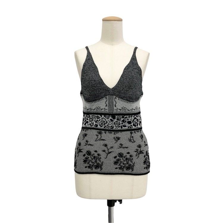 Mame Kurogouchi マメクロゴウチ Floral Jacquard Knit Camisole Top ブラック 2 MM26SS-KN083