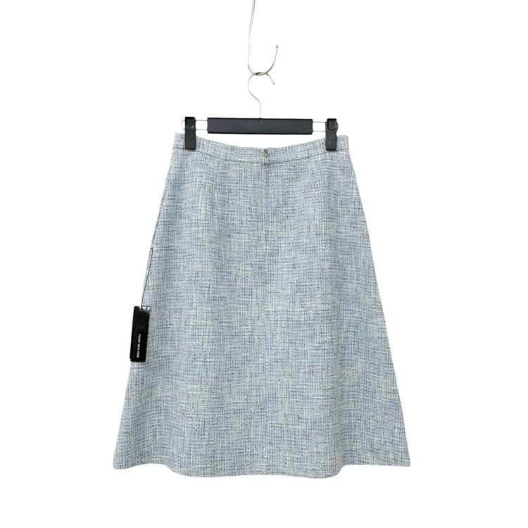 2024AW FOXEY NEW YORK フォクシー スカート ジャネット ツイード ベビーブルー 38 44857-NASOE