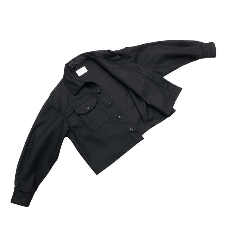 HYKE ハイク WOOL SHIRT JACKET ウールシャツジャケット ブラック 1 242-17457