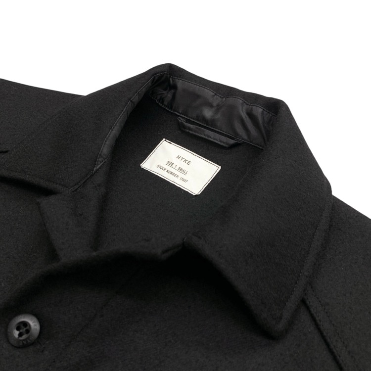 HYKE ハイク WOOL SHIRT JACKET ウールシャツジャケット ブラック 1 242-17457