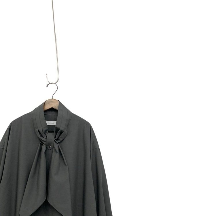 2024AW THE RERACS ザ リラクス スカーフカラープルオーバードレス ワンピース グレー 36 24FW-REOP-145L