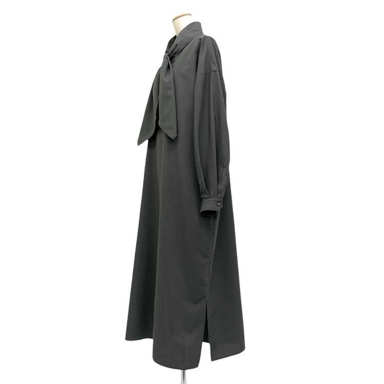 2024AW THE RERACS ザ リラクス スカーフカラープルオーバードレス ワンピース グレー 36 24FW-REOP-145L