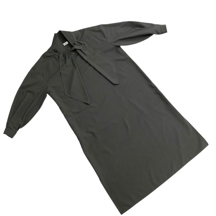 2024AW THE RERACS ザ リラクス スカーフカラープルオーバードレス ワンピース グレー 36 24FW-REOP-145L