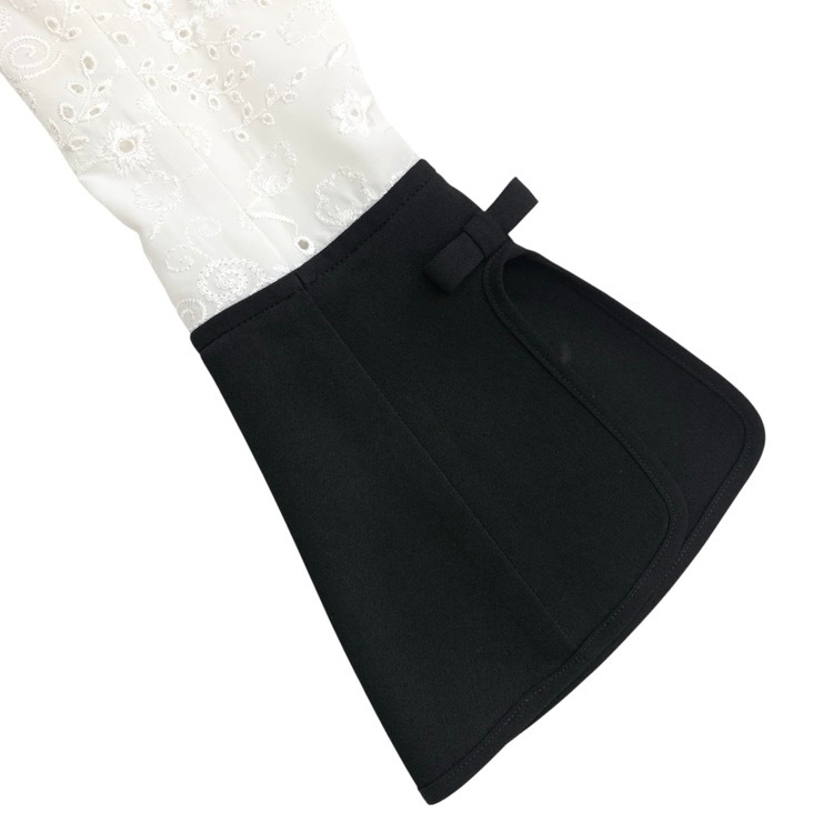 2025AW Mame Kurogouchi マメクロゴウチ Triacetate Georgette Floral Embroidery Sleeve Classic Dress 花柄刺繍スリーブスリットワンピース ブラック 1 MM25FW-DR105
