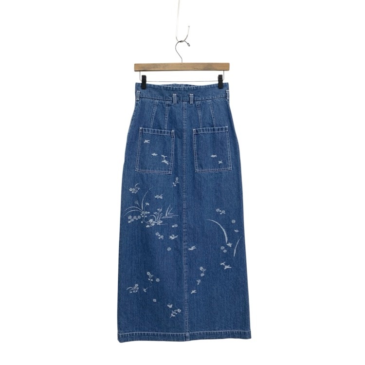 Mame Kurogouchi マメクロゴウチ Nature Pattern Jacquard Denim Skirt ブルー 2 MM25SS-SK059