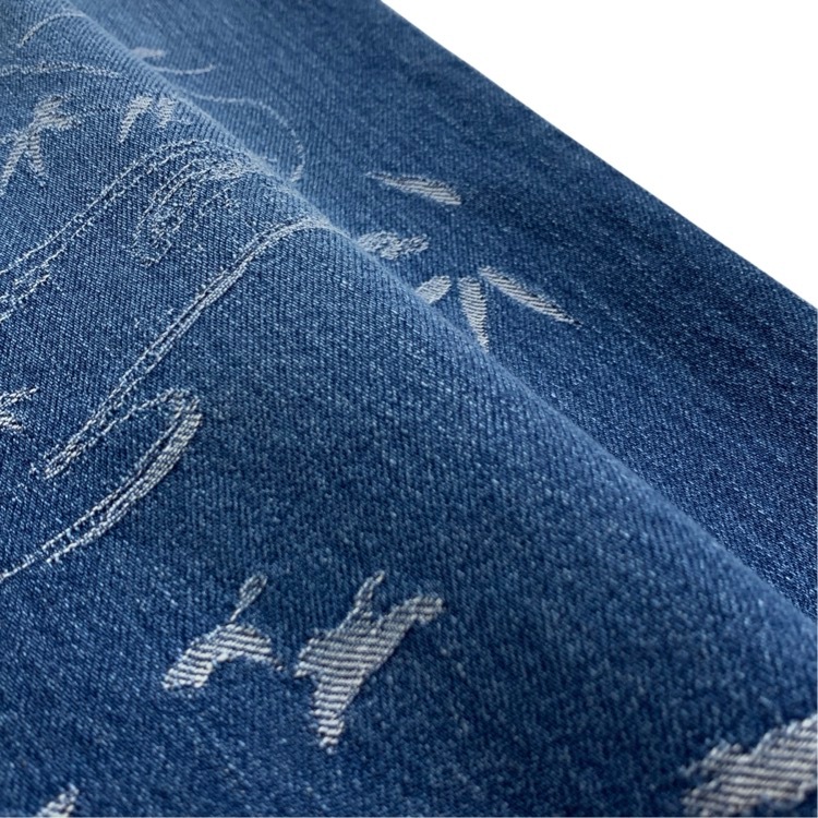 Mame Kurogouchi マメクロゴウチ Nature Pattern Jacquard Denim Skirt ブルー 2 MM25SS-SK059