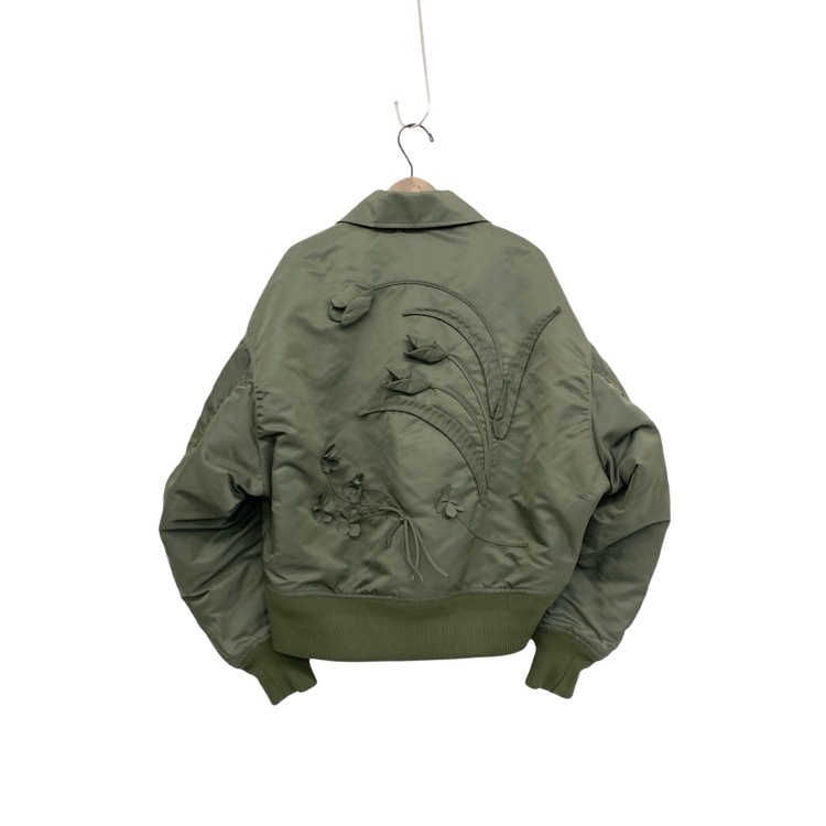 2026SS Mame Kurogouchi マメクロゴウチ Nylon Twill 3D Embroidery Flight Jacket チューリップ刺繍フライトジャケット カーキ 2 MM26SS-JK054