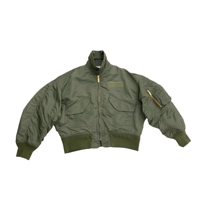 2026SS Mame Kurogouchi マメクロゴウチ Nylon Twill 3D Embroidery Flight Jacket チューリップ刺繍フライトジャケット カーキ 2 MM26SS-JK054