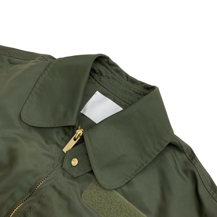 2026SS Mame Kurogouchi マメクロゴウチ Nylon Twill 3D Embroidery Flight Jacket チューリップ刺繍フライトジャケット カーキ 2 MM26SS-JK054