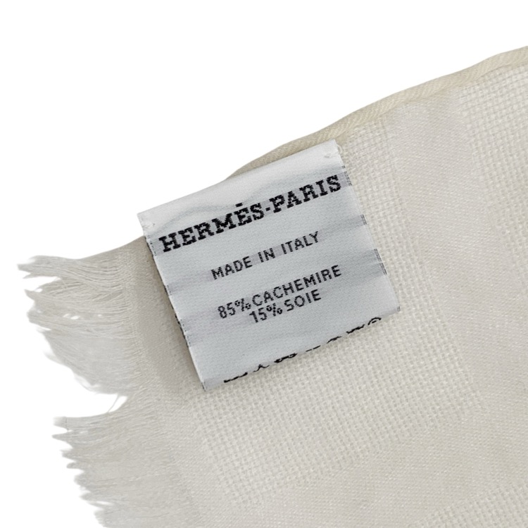 HERMES エルメス カシミヤ シルク ストール 108cm SELLIER セリエ エクリュ