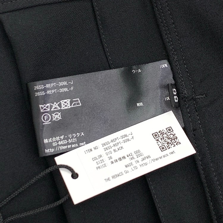 THE RERACS ザ リラクス RERACS BALOON TUCK PANTS バルーン パンツ ブラック 38 26SS-REPT-309L-J