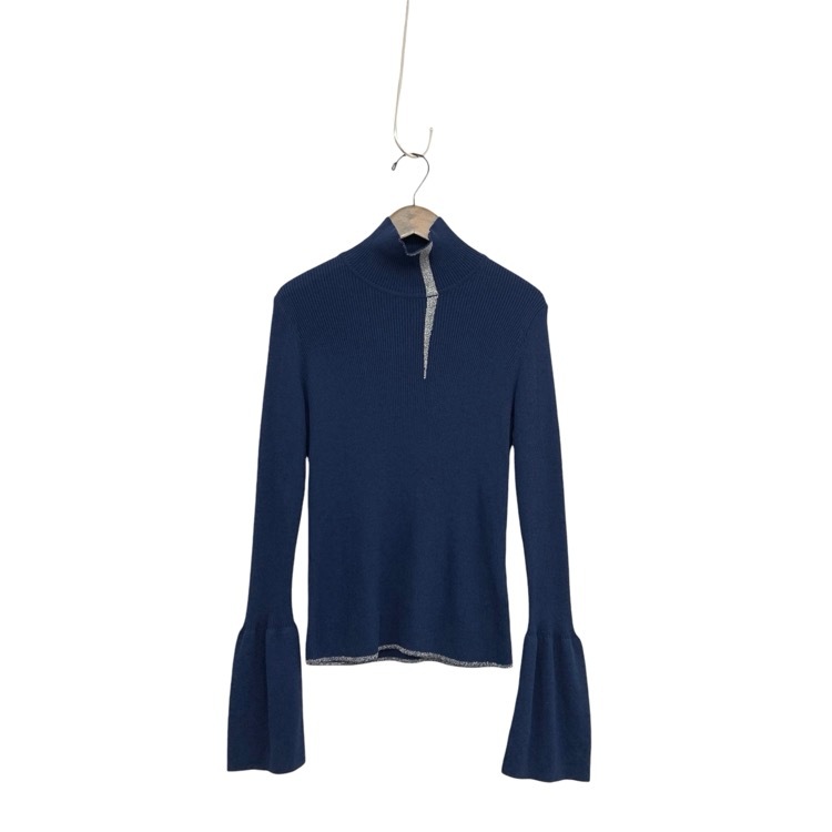 Mame Kurogouchi マメクロゴウチ “Kintsugi” High Neck Knitted Top 金継ぎ 限定カラー ネイビー 2 MM24FW-KN515