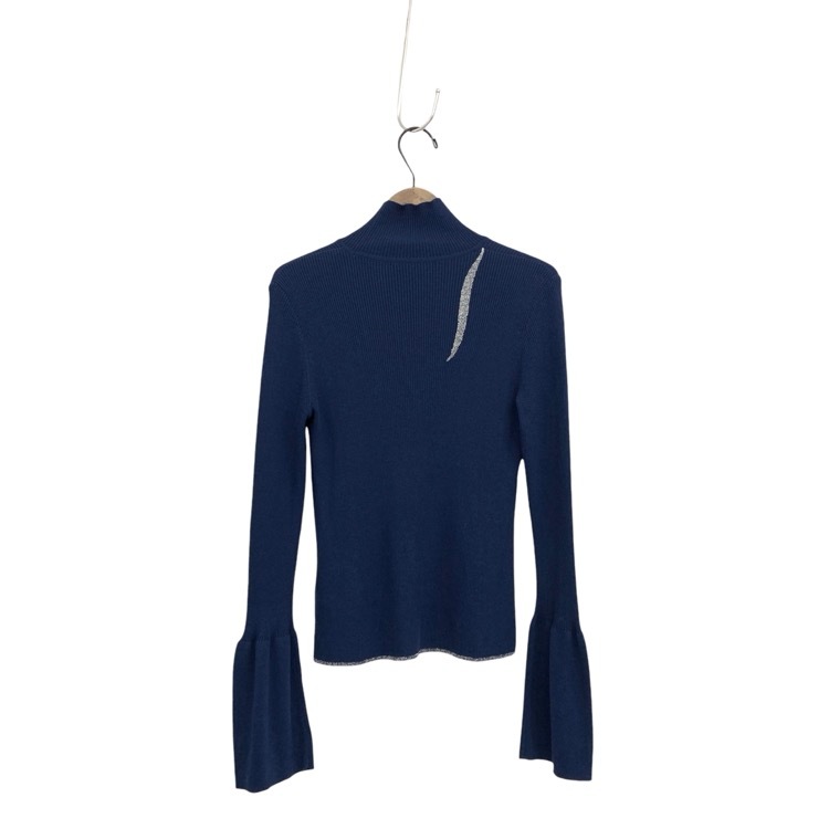 Mame Kurogouchi マメクロゴウチ “Kintsugi” High Neck Knitted Top 金継ぎ 限定カラー ネイビー 2 MM24FW-KN515
