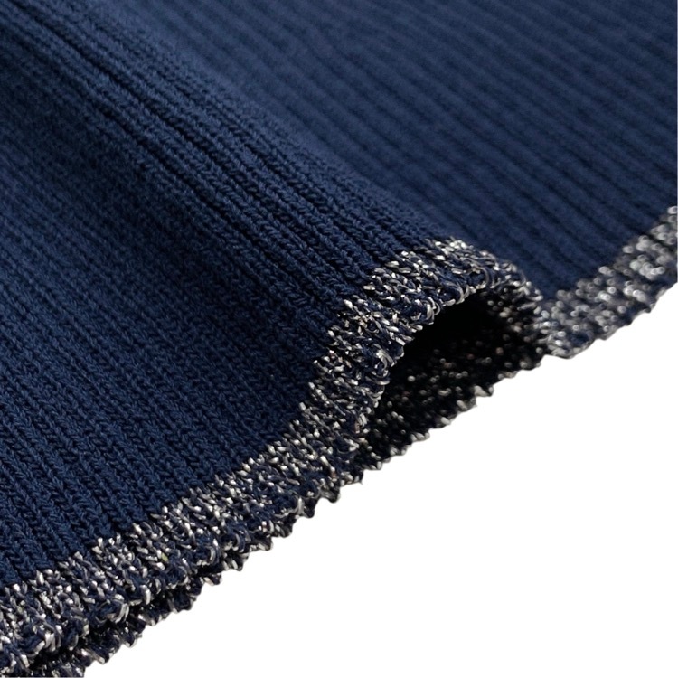 Mame Kurogouchi マメクロゴウチ “Kintsugi” High Neck Knitted Top 金継ぎ 限定カラー ネイビー 2 MM24FW-KN515