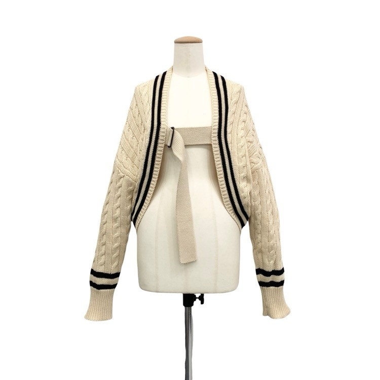 HYKE ハイク TILDEN SWEATER BOLERO チルデンセーターボレロ ケーブルカーディガン アイボリー 1 11196
