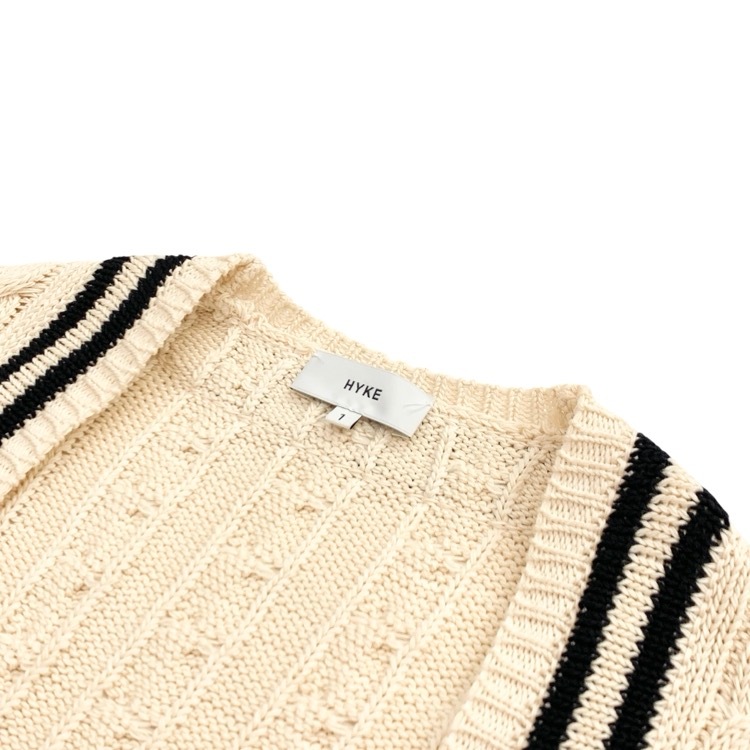 HYKE ハイク TILDEN SWEATER BOLERO チルデンセーターボレロ ケーブルカーディガン アイボリー 1 11196