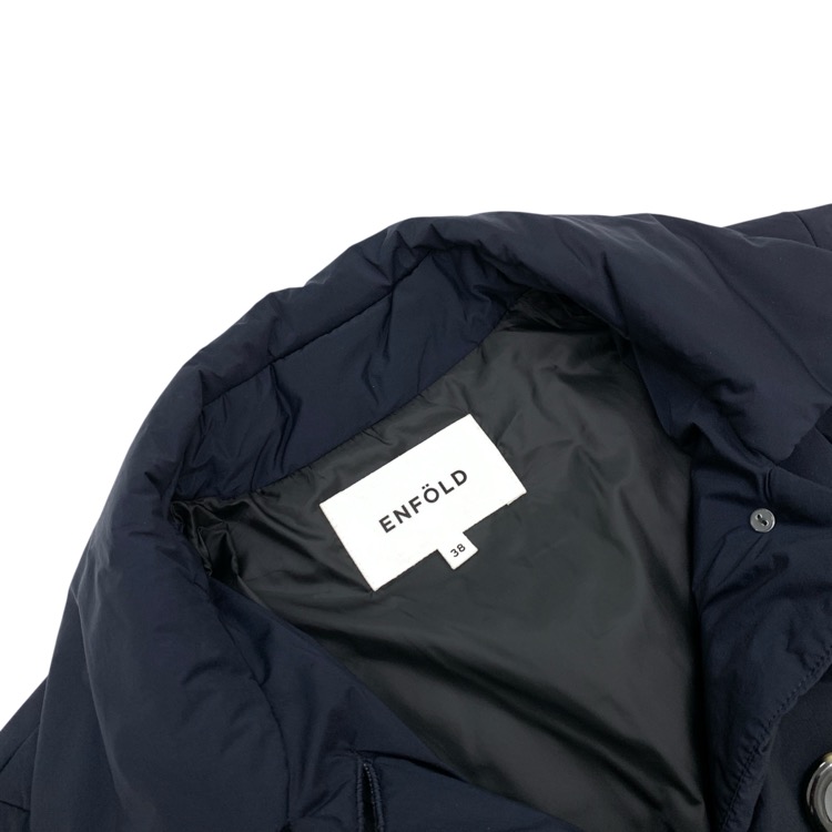 2024SS ENFOLD エンフォルド PANEL PADDED COAT パデットフレア コート ネイビー 38 300HS230-0010