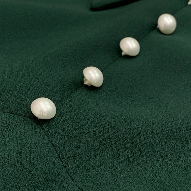 Rene ルネ パールボタン ワンピース 襟付き グリーン 36 534670