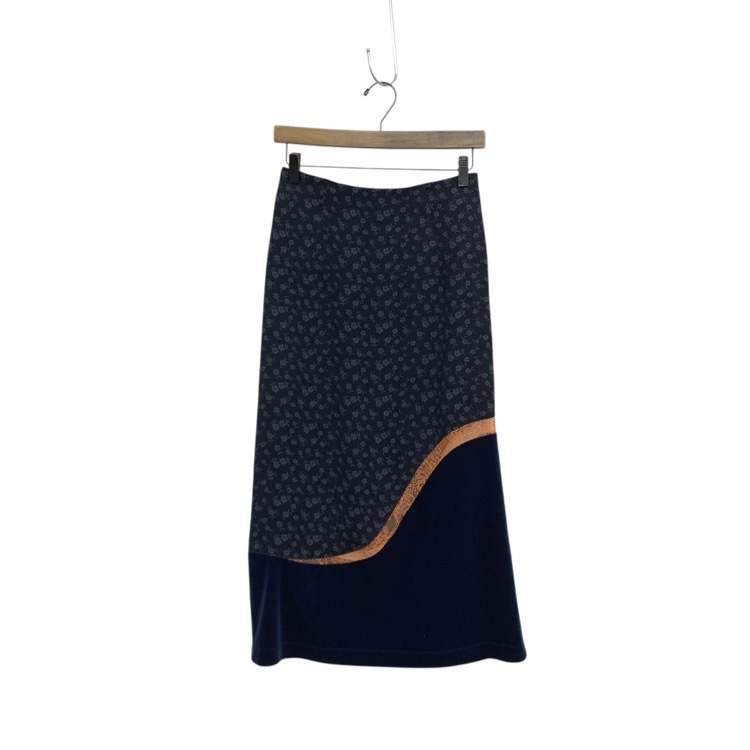 Mame Kurogouchi マメクロゴウチ Cupro Triacetate Floral Jacquard Skirt 小花柄ジャカードスカート ネイビー 1 MM25FW-SK024