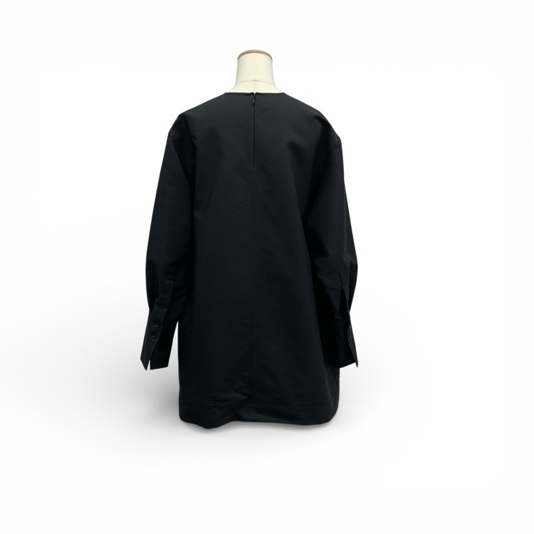 未使用品 LOHEN ローヘン ハイカウントダブルクロス ノーカラーブラウス ブラック F LH24SS-BL001