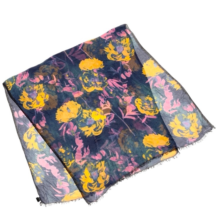 DRIES VAN NOTEN ドリスヴァンノッテン フラワー柄 大判ストール シルクモダール マルチカラー