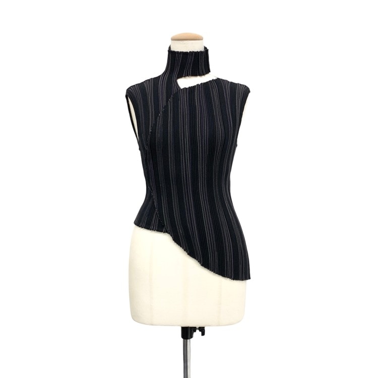 PHOTOCOPIEU MARGA アシンメトリーノースリーブオーバルニットトップ ブラック 36 251MAR