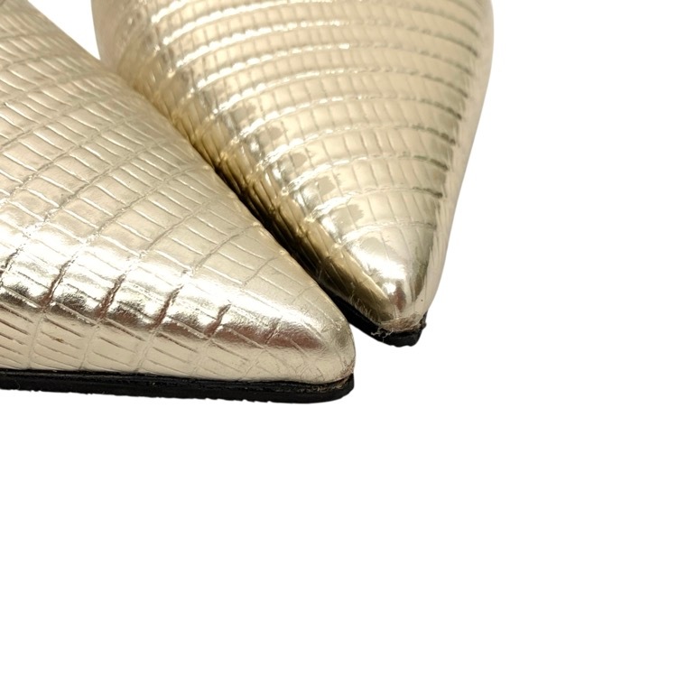 CELINE セリーヌ KITTEN 型押しレザー メタリック パンプス ゴールド 36 352193304C.36PN.36