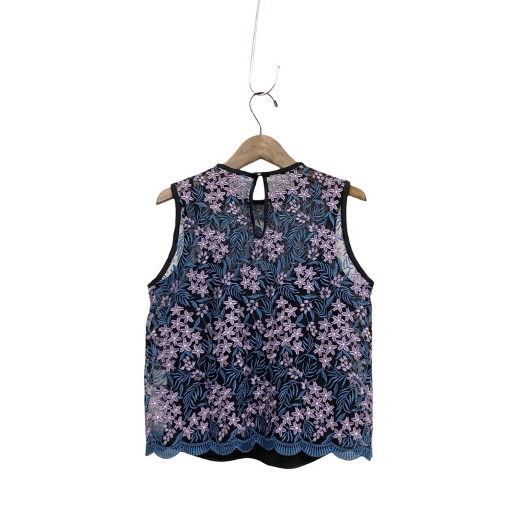 Mame Kurogouchi マメクロゴウチ Tulle Embroidered & Scalloped Tops 桜刺繍チュールレーストップス パープル 2 MM17SS-SH012