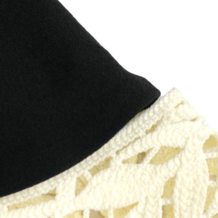 Mame Kurogouchi マメクロゴウチ Embroidered Cuff Top コード刺繍レースカフスブラウス ブラック 1 MM20FW-SH033